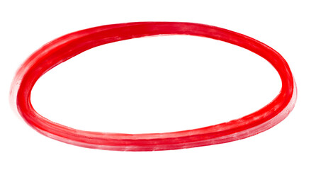 Vibrant Red Oval Marker Sketch with Grunge Brush Stroke Texture for Design Element