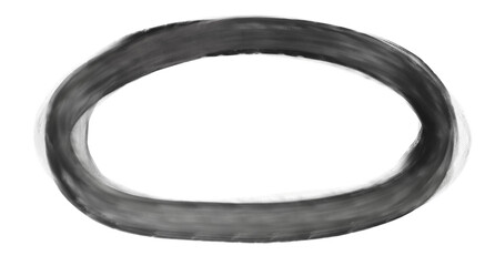 Minimalist Charcoal Oval Sketch with Grunge Brush Stroke Texture for Design Element
