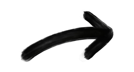 Abstract Black Hand Drawn Arrow with Grunge Brush Stroke Texture Isolated