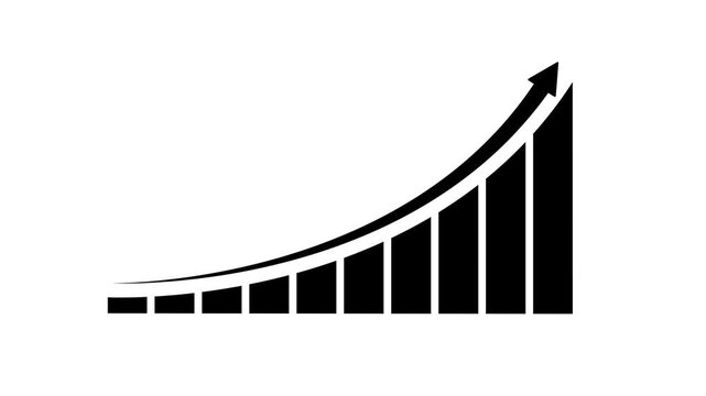 Abstract glowing business graph chart animation. Business with growing business concept steady increase in profits, growing charts. Business digital,with on a white background,4k video animation.