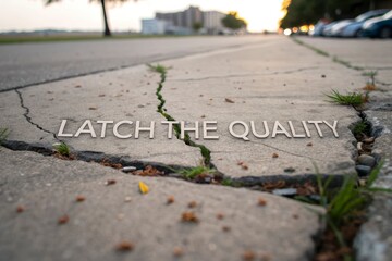 Cracked Concrete Pavement with Growing Grass