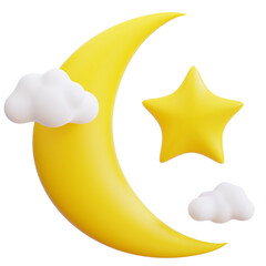 3d moon and star
