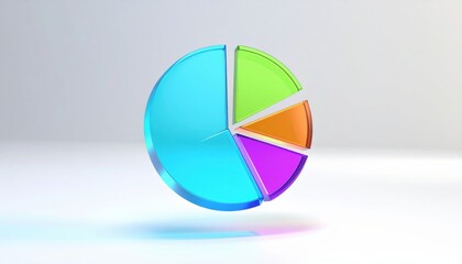 Fototapeta premium Translucent three dimensional circular chart displays segmented proportional data