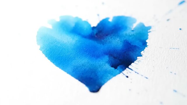 Abstract blue watercolor heart shape on white background for design