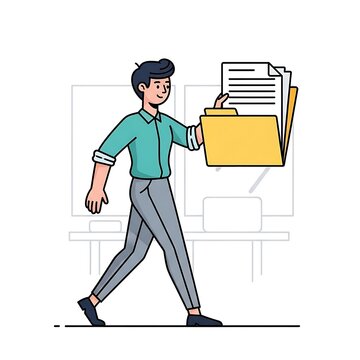 Businessman carrying a folder of documents.