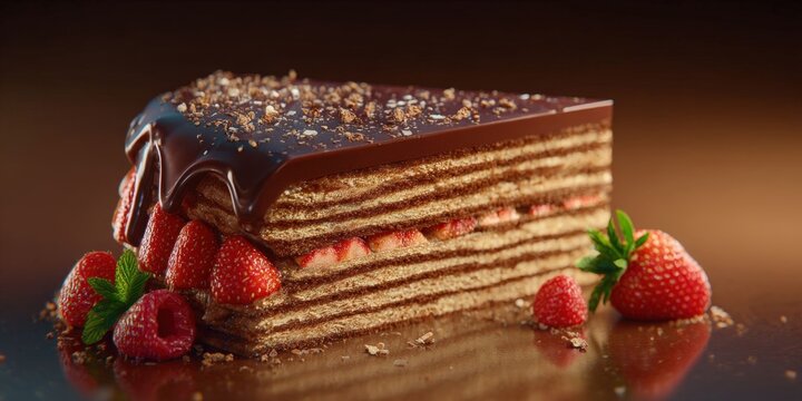 Delicious Hungarian Dobos Torte with Layers and Chocolate Topping