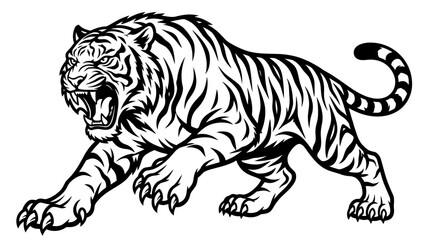 Fototapeta premium Powerful tiger illustration, showcasing its fierce predatory nature and majestic presence