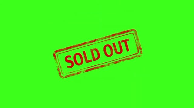 Sold out red rubber stamp text on green screen background for retail and ecommerce business videos