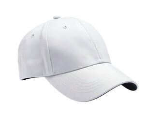 Fototapeta premium A plain white baseball cap with a curved brim