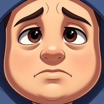 Sad cartoon character with frown expression.