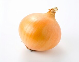 Whole fresh onion with skin, isolated on pure white background