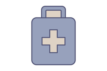 First Aid Kit Flat Line Emergency Safety First aid box color icon for disaster preparedness and first aid training