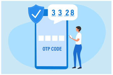 OTP One-time password for secure transaction on digital payment transaction on smartphone vector illustration
