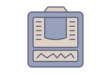 Patient Monitor Flat Line Clinical Observation Patient monitor color icon for medical telemetry and hospital tech infographics