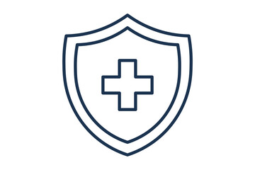 Protection Shield Line Medical Security Protection shield outline icon for data privacy and healthcare protection services
