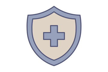 Protection Shield Flat Line Medical Security Protection shield color icon for medical software security and insurance plans