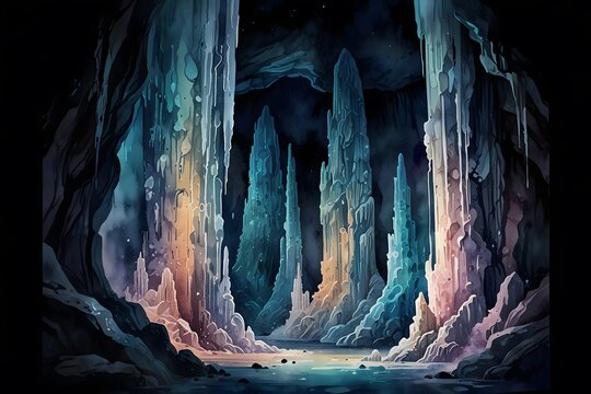 Underground stalactite and stalagmite formations
