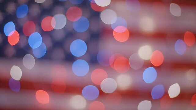 Blurred American Flag with Bokeh Lights.