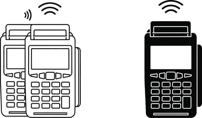 depicting a comparison between two different styles of portable point of sale systems showcasing wireless connectivity and card readers high quality © GolamKibria