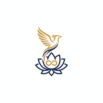 Stylized illustration of a bird emerging from a lotus flower, symbolizing freedom and spiritual growth, viewed from a straightforward perspective, referencing 'nnn (1).eps'