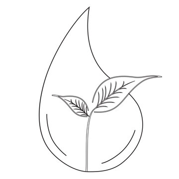 World Water Day Environmental Outline Icon with Hands Holding Water Drop
