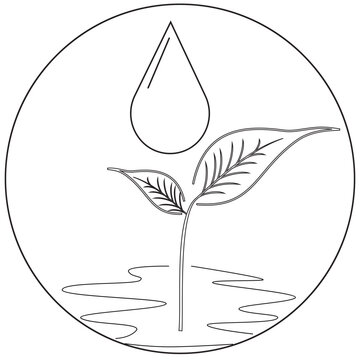 World Water Day Environmental Outline Icon with Hands Holding Water Drop