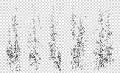 Collection of realistic bubbles for fizzy drink isolated set vector illustration