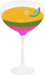  layered cocktail with lemon and flower