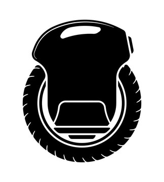Black electric unicycle silhouette, without background