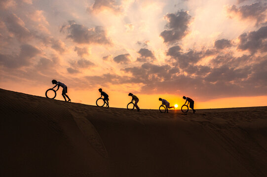 Life of Cham Women and Children on Nam Cuong Sand Dunes at Sunset, Ninh Thuan, Vietnam
