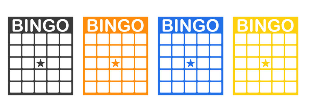 Bingo card template blank with star, luck lotto empty board game. Bingo ticket empty. Bingo icon, for numbers. 