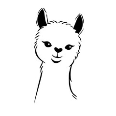 Fototapeta premium alpaca. alpaca simple black and white line art vector logo