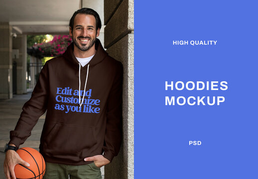 Hoodie Mockup With Basketball Player PSD