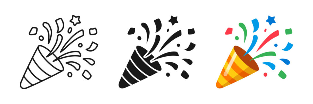 Exploding popper icon set collection in flat style. Party poppers vector illustration on isolated background. Firecracker and serpentine sign business concept.
