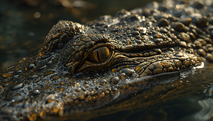 Fototapeta premium close up of a crocodile's eye