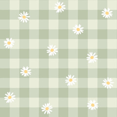 Obraz premium Checkerboard daisy groovy seamless pattern. Repeat chamomile floral pattern. Cute colorful trendy vector illustration for trendy fabrics, wallpapers.