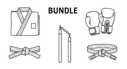 Martial arts equipment bundle illustration