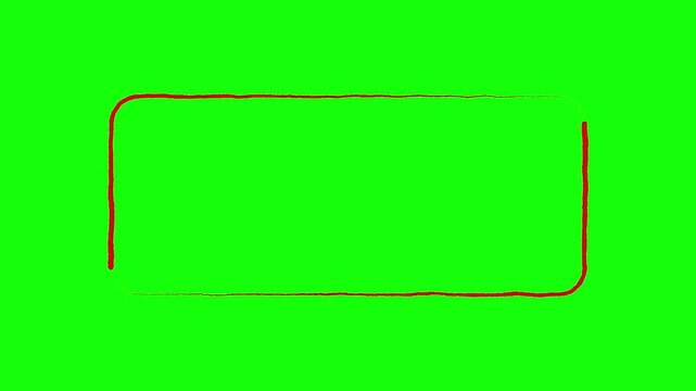 Animated red rectangle border highlights center screen on green background footage