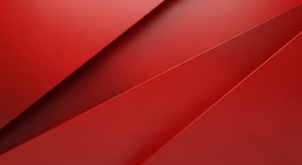 Abstract Geometric Red Paper Layers with Diagonal Lines and Shadow Play against a Dark Backdrop