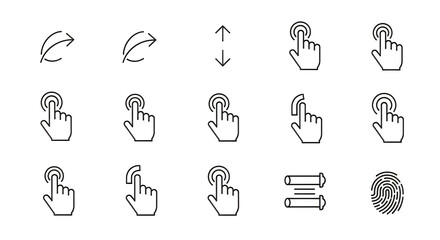 Computer mouse cursor hand symbols for navigation and interaction illustration