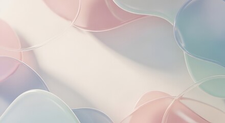 Abstract Organic Shapes in Pastel Colors with Textured Outlines on White Background