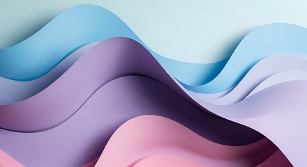 Abstract Paper Waves in Pastel Hues Creating a Textured Background on a Light Background