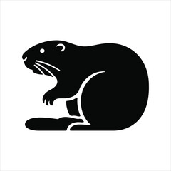 Obraz premium Vector image of abeaver. A simple, black and white illustration of a beaver in profile.