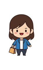 Cartoon woman shopping with bag vector illustration