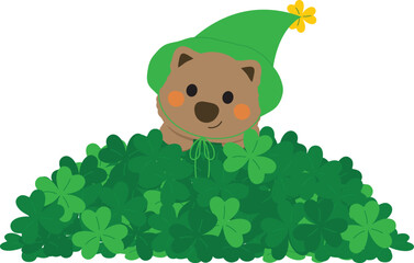 Cute Creature in a Clover Patch for St. Patrick's Day