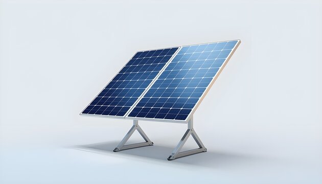 A portable solar panel standing on a white background with a clean and modern design