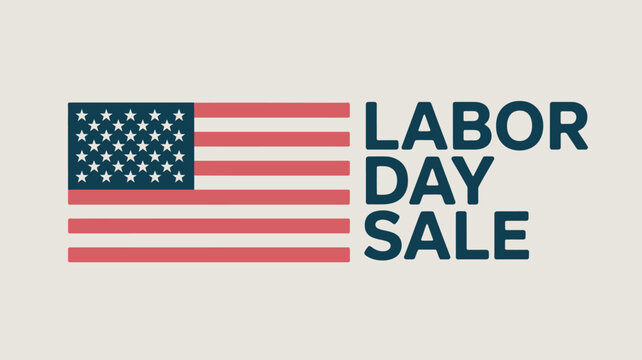 A graphic illustration of the American flag with the words Labor Day Sale written in bold letters