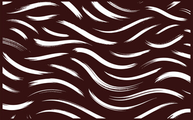 White Paint Brush Strokes Wave Pattern on Dark Brown Background