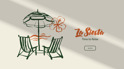 Mediterranean coastal vacation banner. Hand drawn sketch sea poster. Dolce vita summer vibe. Vintage summer crayon vector illustration © pim