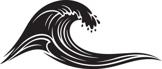 Obraz premium Water and Ocean wave splash silhouette, dynamic curved shape, vector